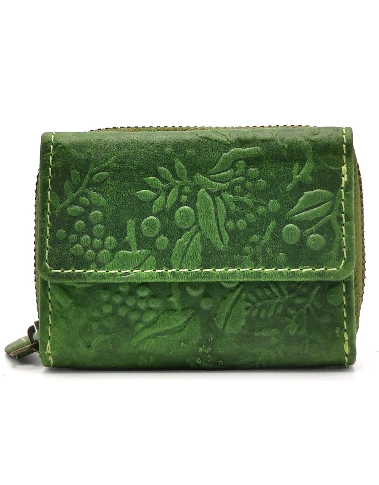 HillBurry Leather Wallets - Hillburry Leather mini wallet with embossed flowers