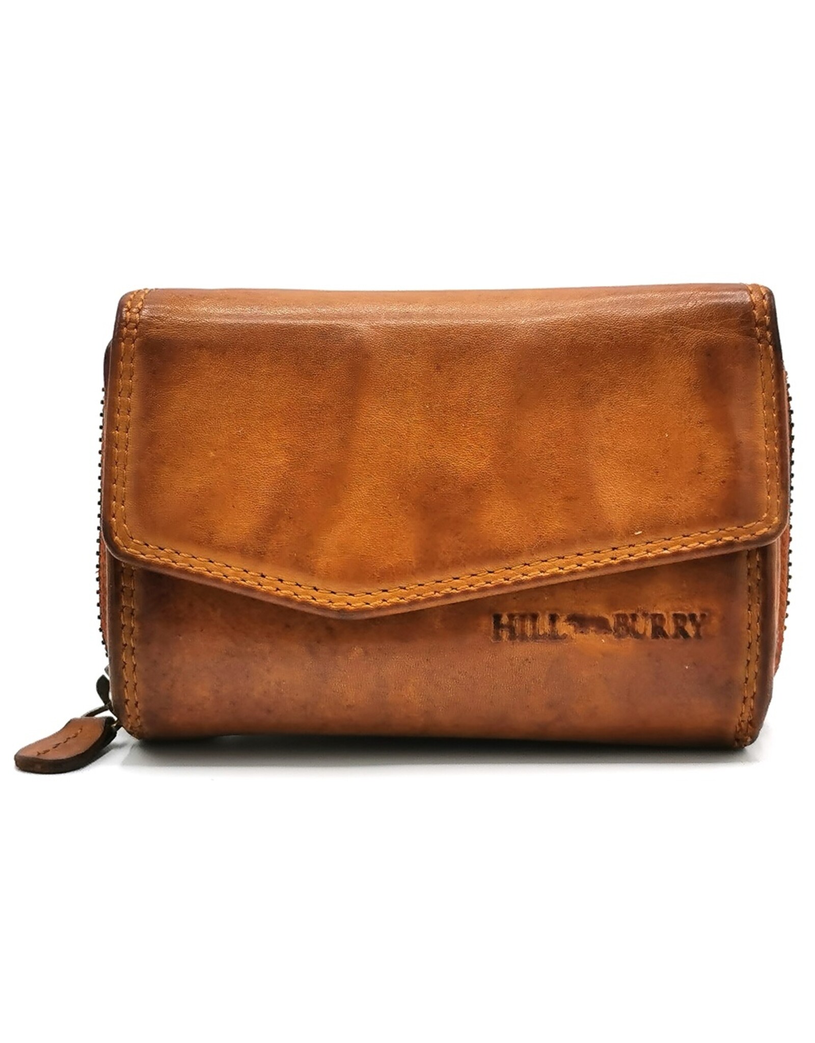 HillBurry Leren portemonnees - Hillburry Portemonnee met Omslag Gewassen Leer cognac medium