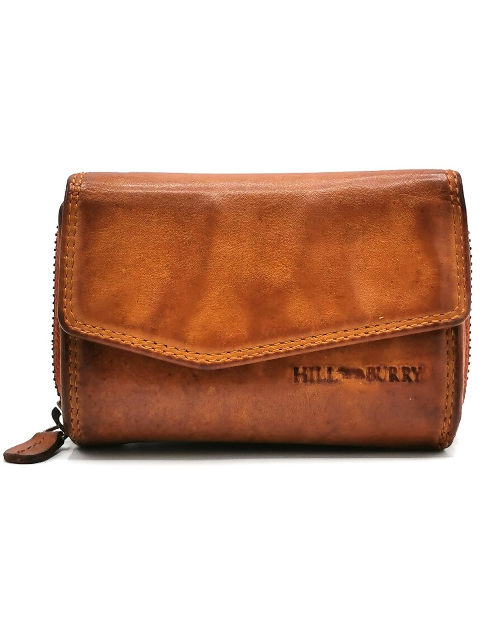 HillBurry Leren portemonnees - Hillburry Portemonnee met Omslag Gewassen Leer cognac medium