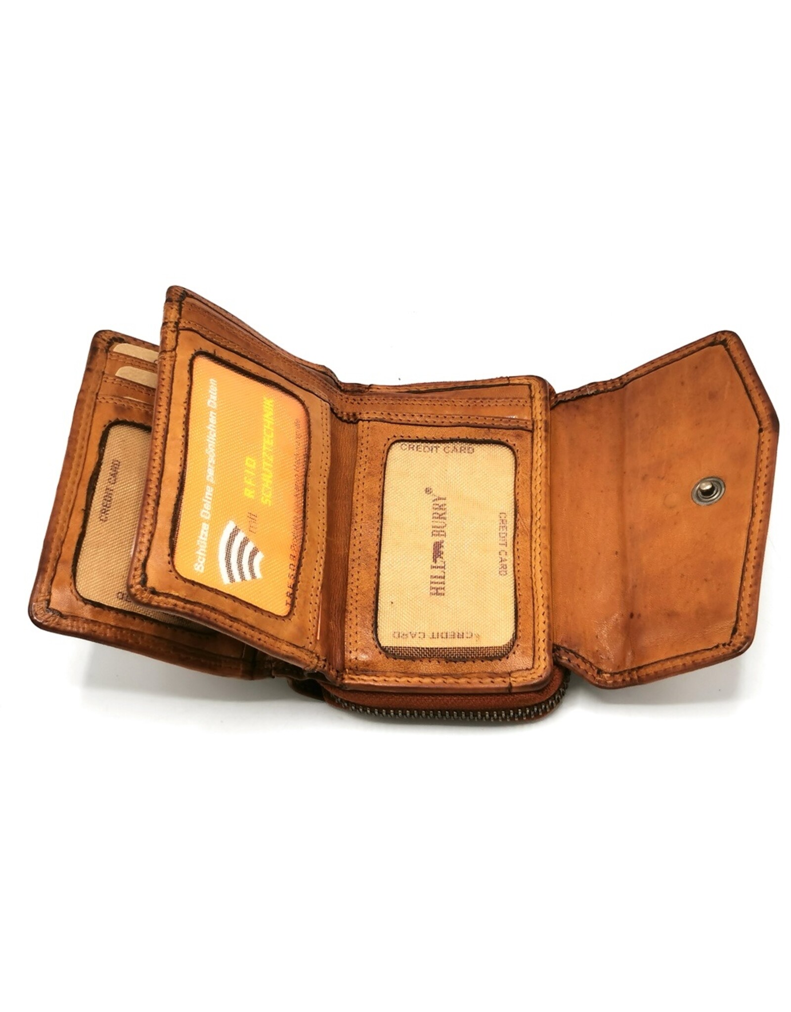 HillBurry Leather wallets - Hillburry Wallet with Cover Washed Leather cognac medium