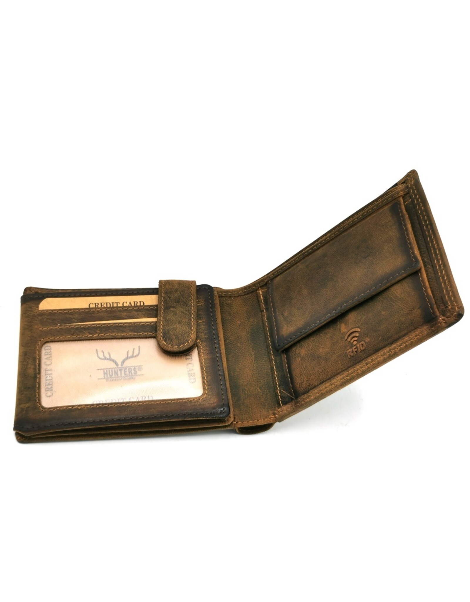 Wild Thing Leather wallets - Leather Hunters Wallet with dark border brown