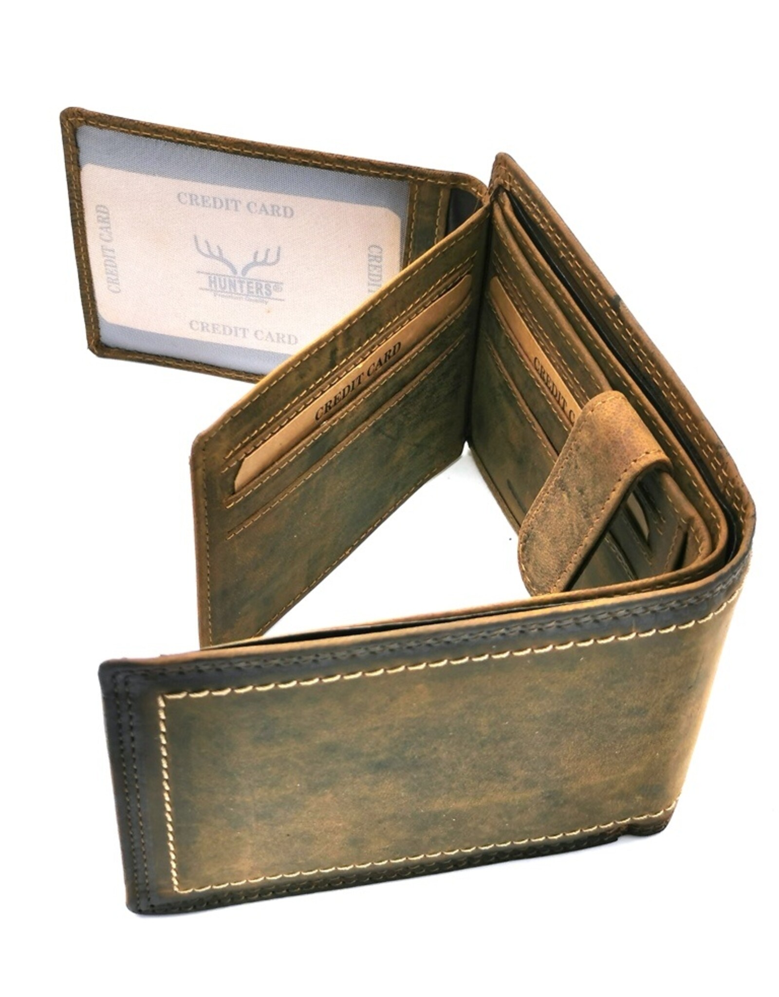 Wild Thing Leather wallets - Leather Hunters Wallet with dark border brown