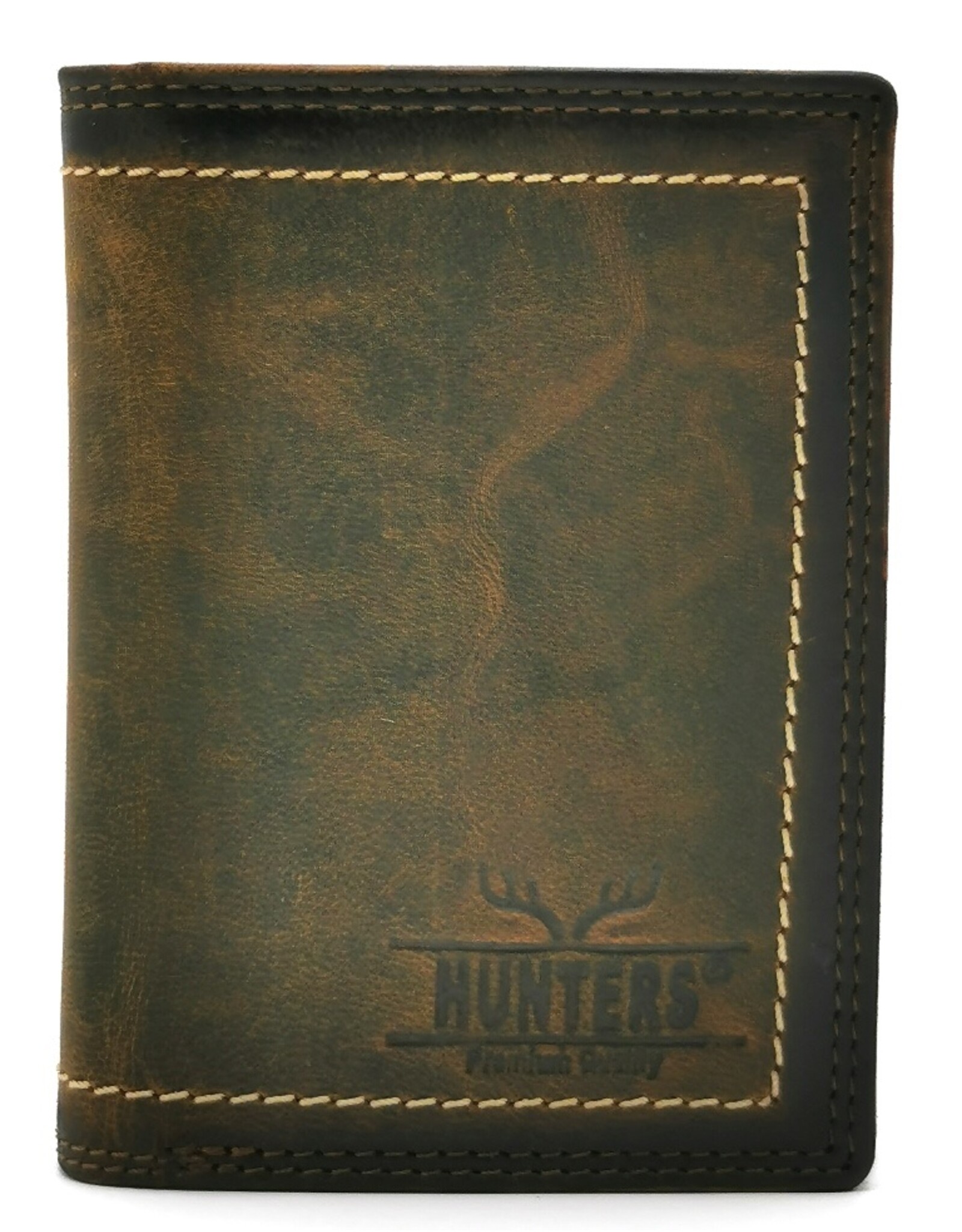 Hunters Leather Wallets - Leather Hunters Wallet with dark border vertical