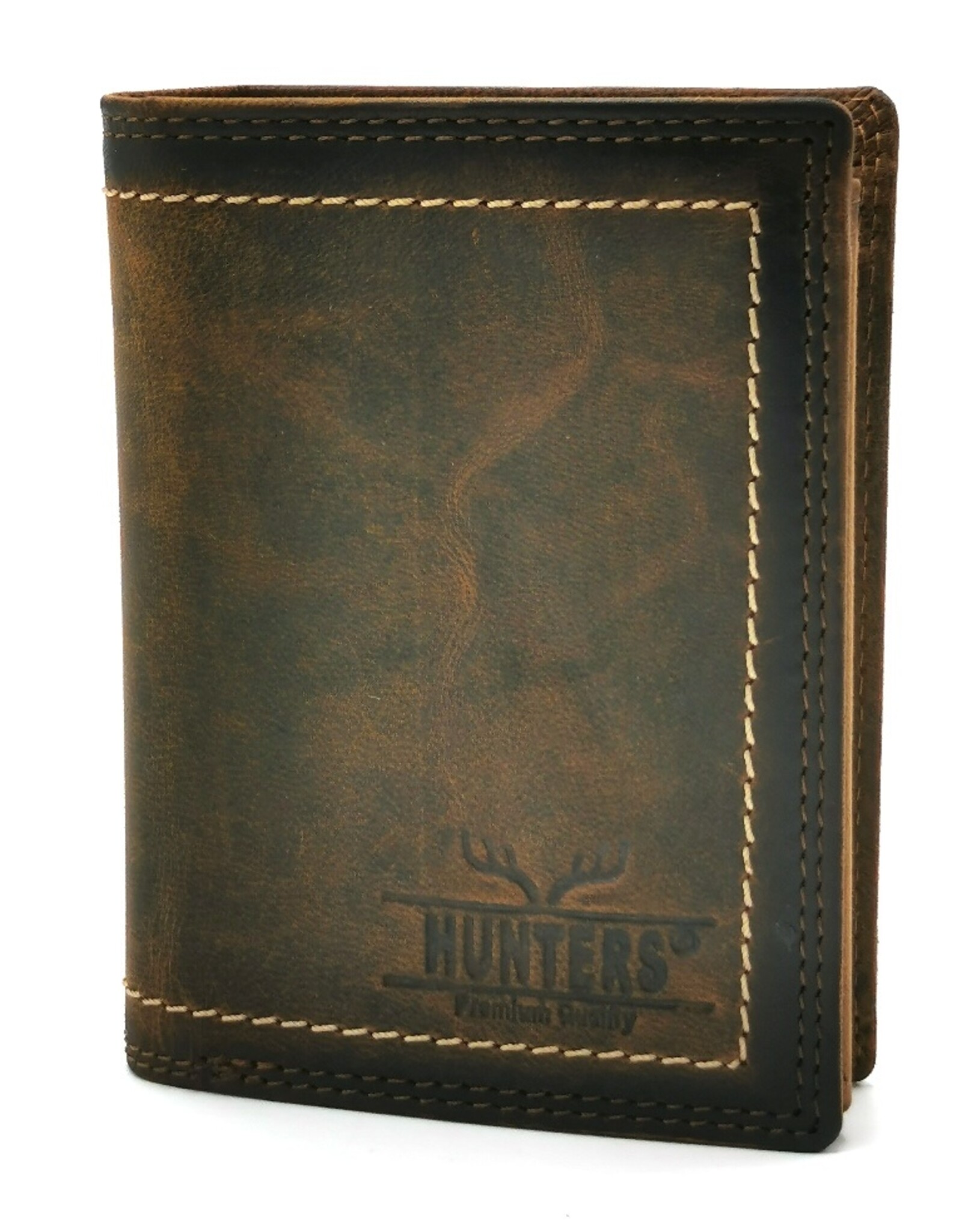 Hunters Leather Wallets - Leather Hunters Wallet with dark border vertical