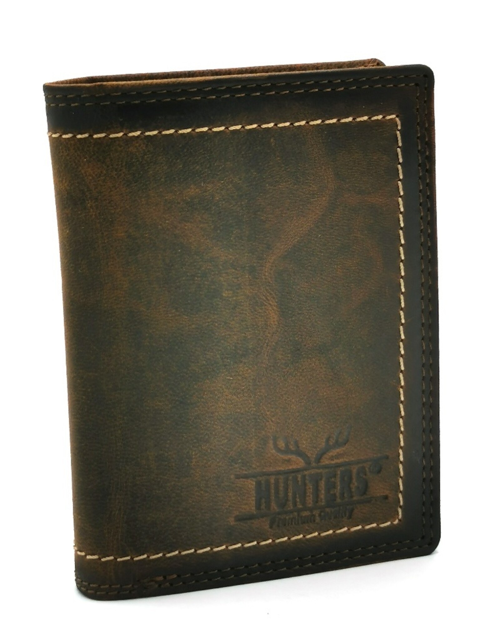 Hunters Leather Wallets - Leather Hunters Wallet with dark border vertical