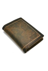 Hunters Leather Wallets - Leather Hunters Wallet with dark border vertical