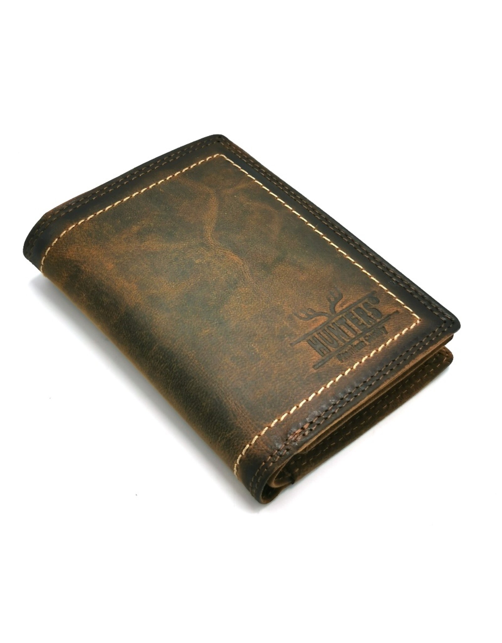 Hunters Leather Wallets - Leather Hunters Wallet with dark border vertical