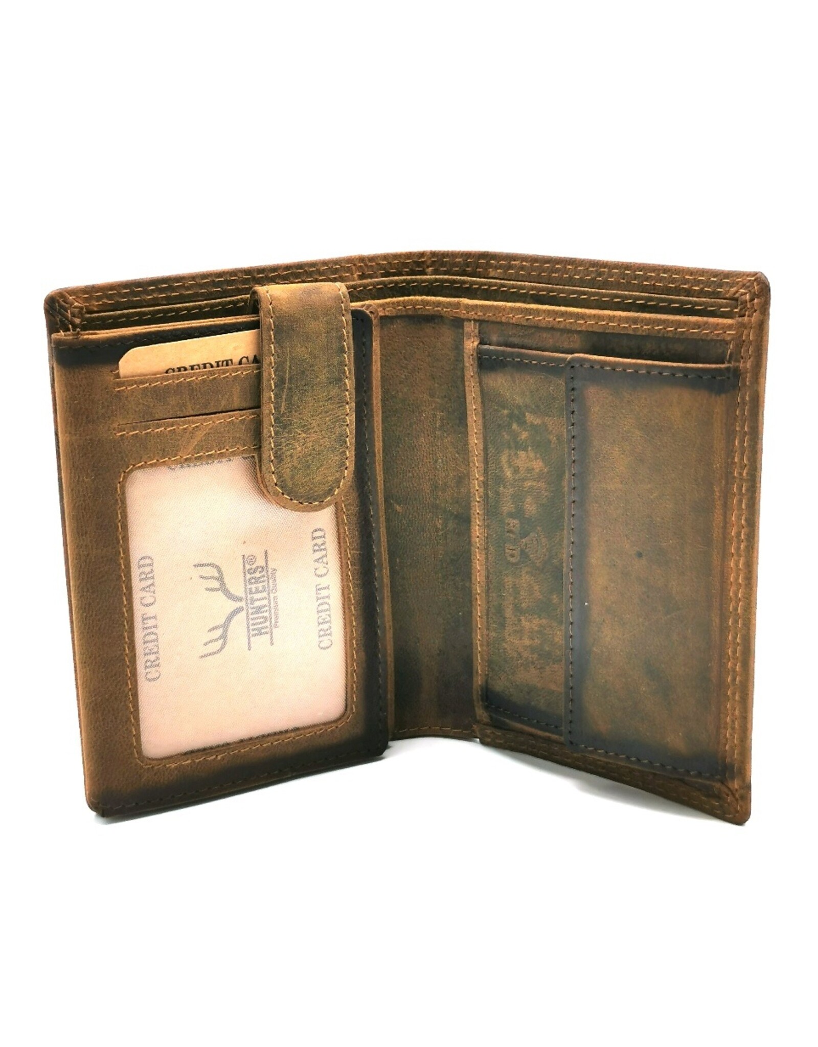 Hunters Leather Wallets - Leather Hunters Wallet with dark border vertical