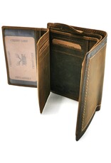 Hunters Leather Wallets - Leather Hunters Wallet with dark border vertical