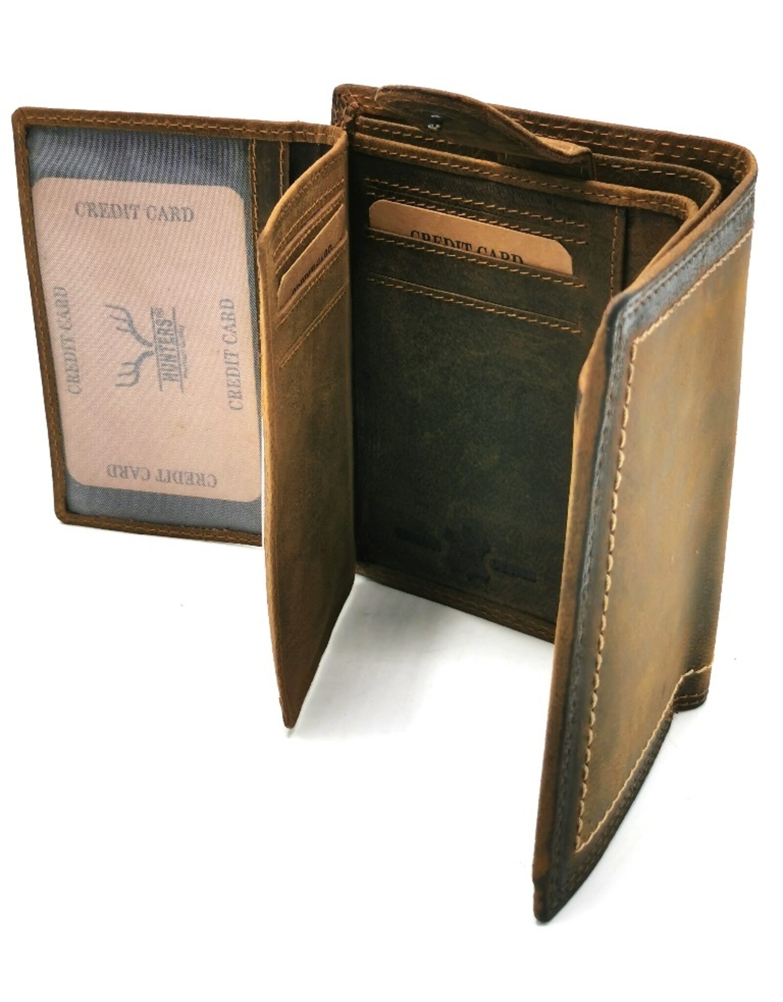 Hunters Leather Wallets - Leather Hunters Wallet with dark border vertical