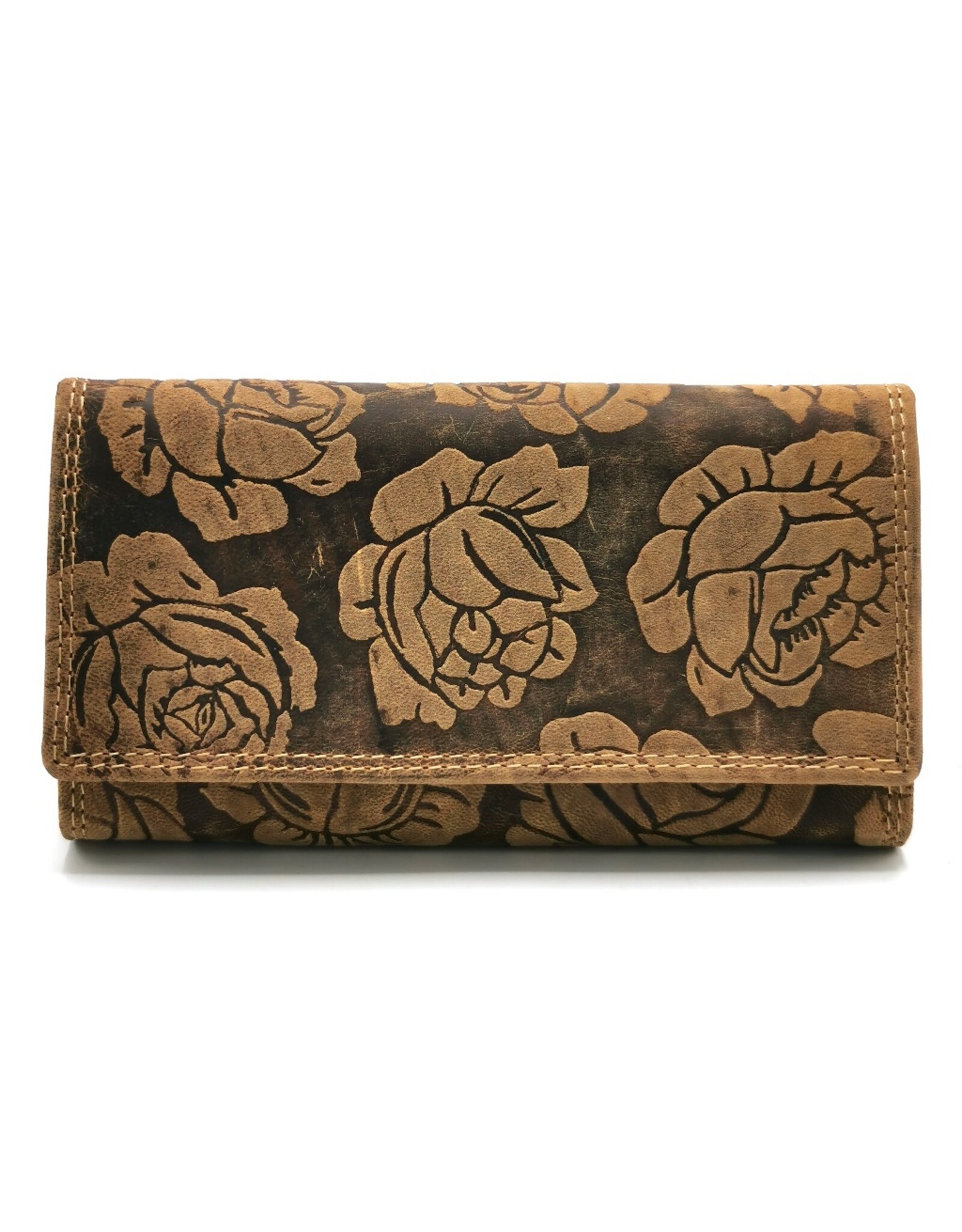 Hunters Leather wallets - Hunters Wallet with Roses Vintage leather