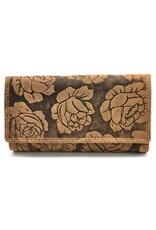 Hunters Leather wallets - Hunters Wallet with Roses Vintage leather