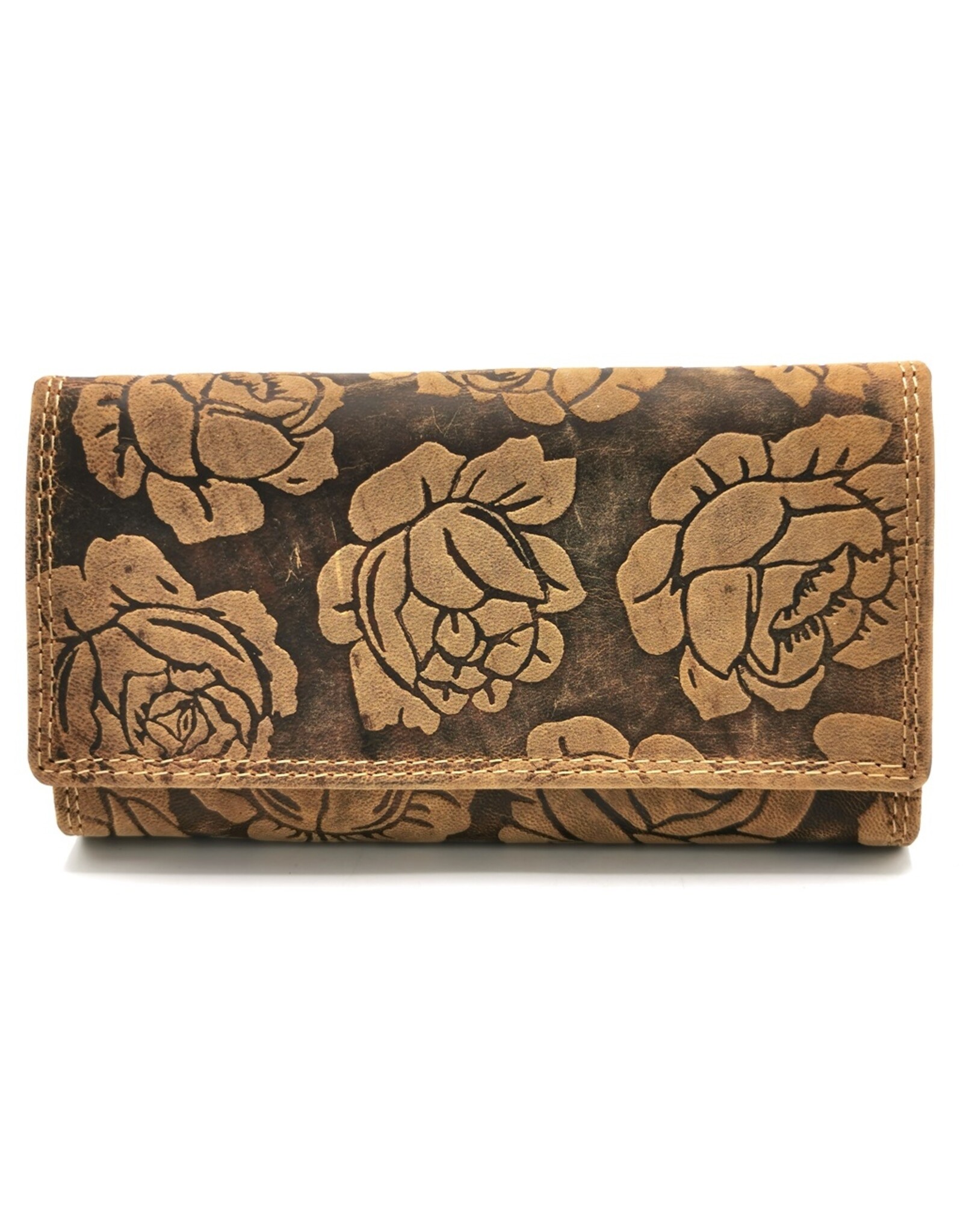 Hunters Leather wallets - Hunters Wallet with Roses Vintage leather