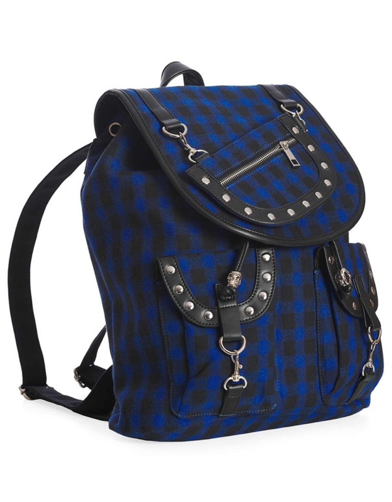 Banned Backpacks - Banned  Yamy Tartan backpack  black-blue