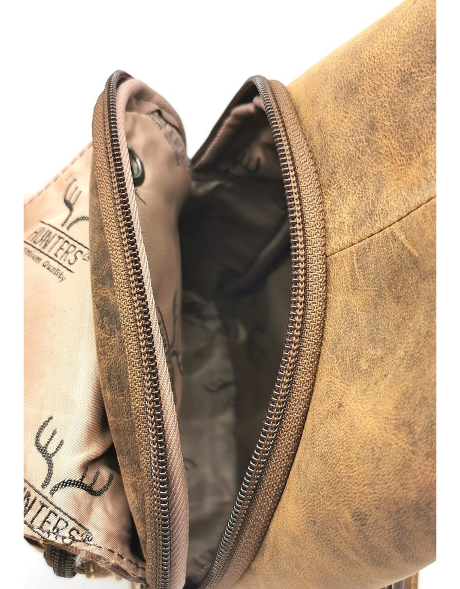 Hunters Leren schodertassen Leren crossbody tassen - Hunters Crossbody-Sling bag bruin