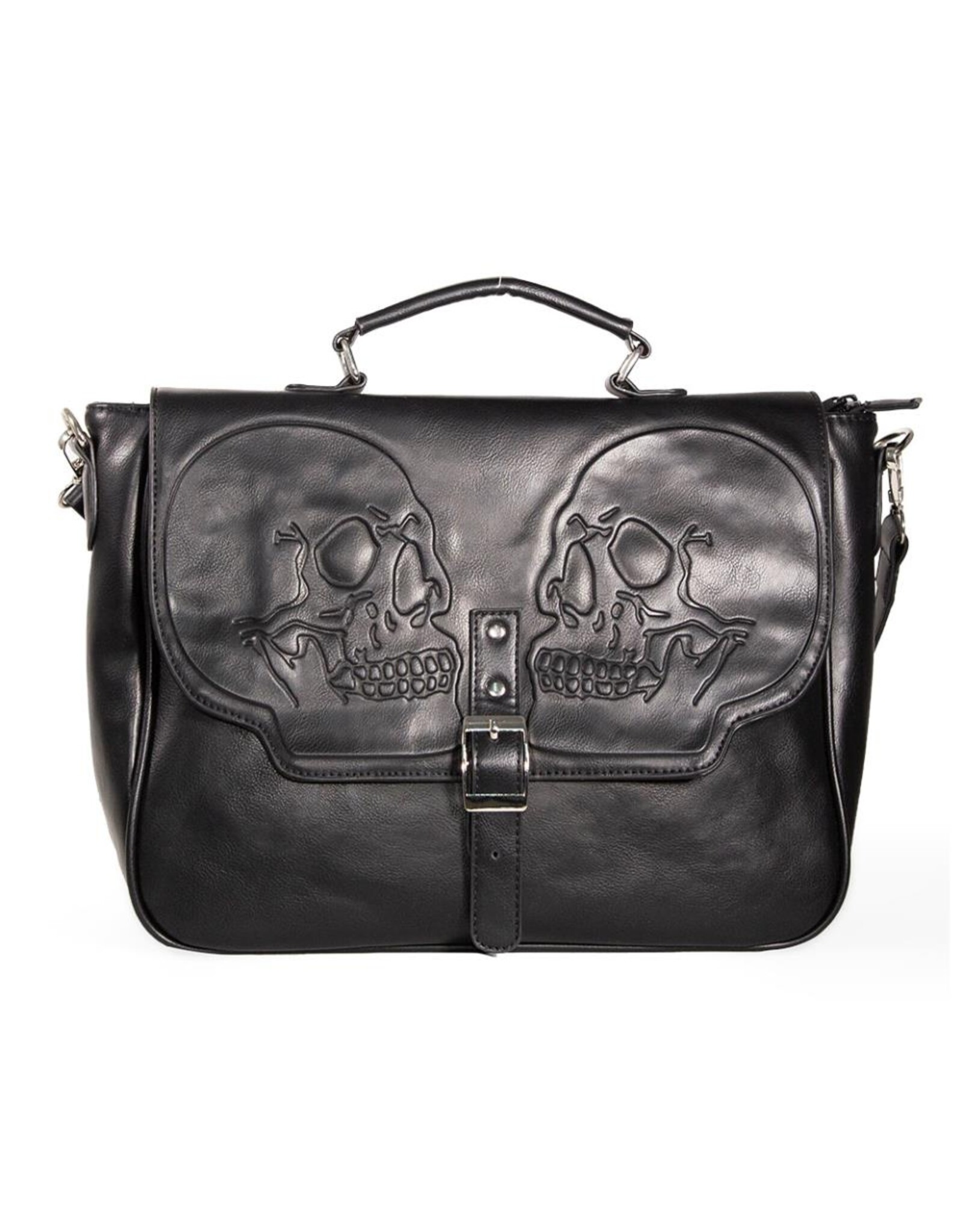 Banned Gothic bags Steampunk bags - Banned  Embossed Twin Skull Shoulder Bag - Unisex