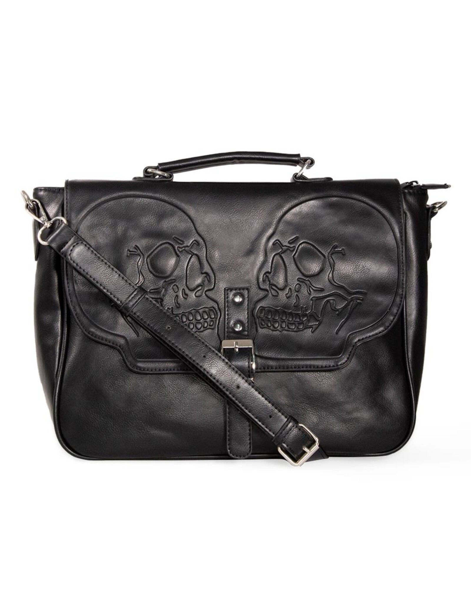 Banned Gothic bags Steampunk bags - Banned  Embossed Twin Skull Shoulder Bag - Unisex