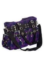 Banned Gothic bags Steampunk bags - Banned Camdyn Tartan Handbag Purple