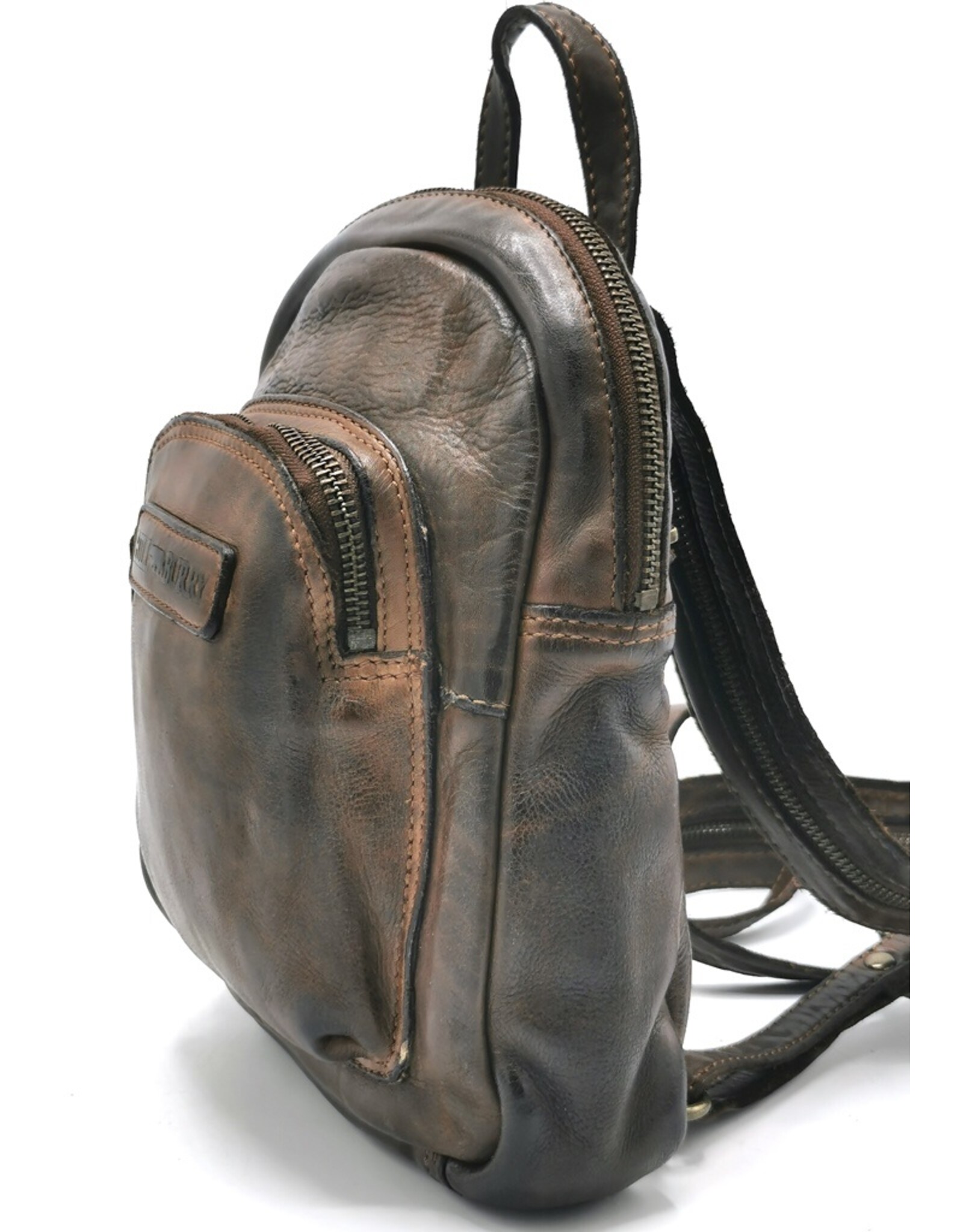 HillBurry Leather backpacks Leather shoppers - HillBurry Mini Backpack Washed Leather Vintage look brown