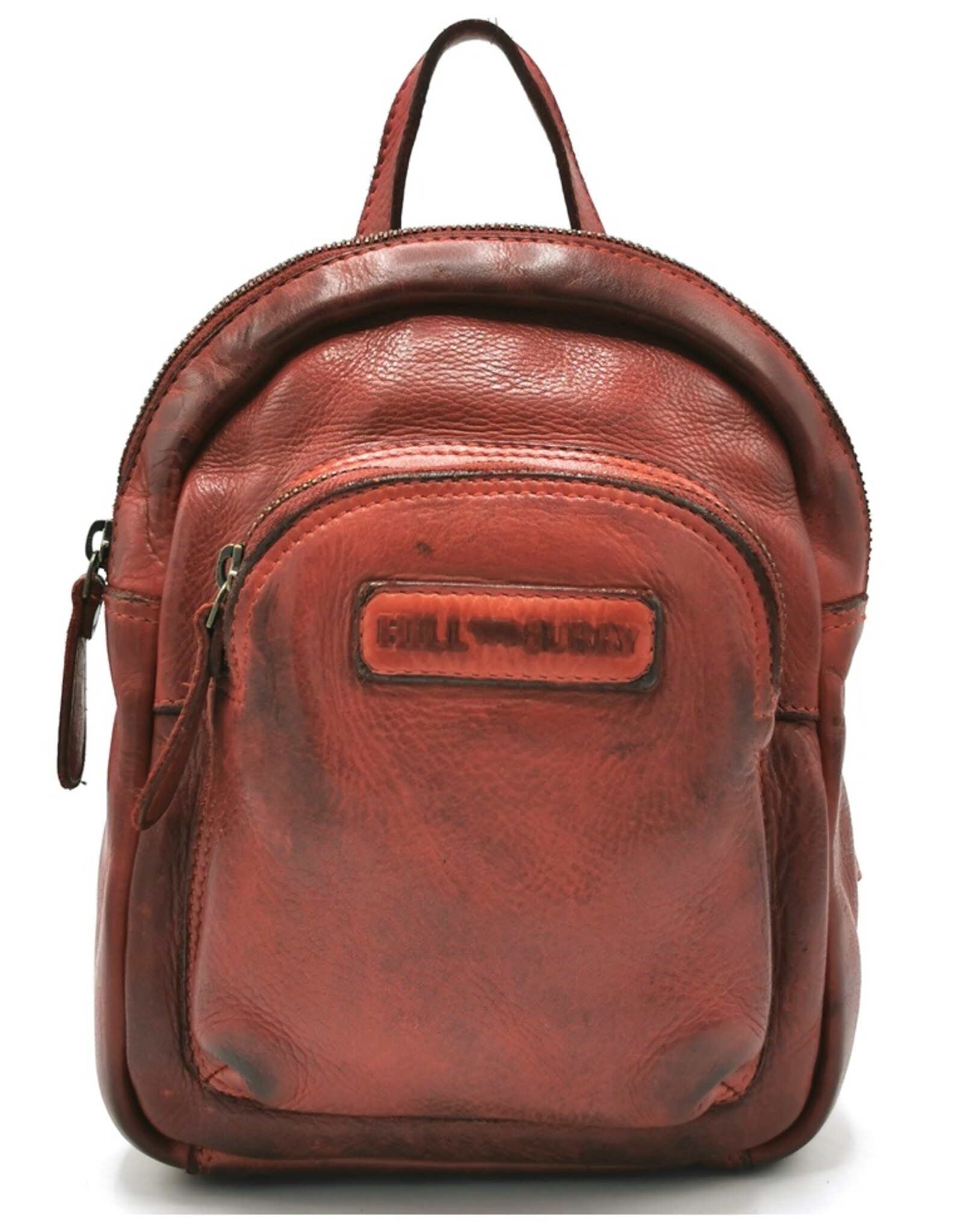 HillBurry Leather backpacks Leather shoppers - HillBurry Mini Backpack Washed Leather Vintage look red