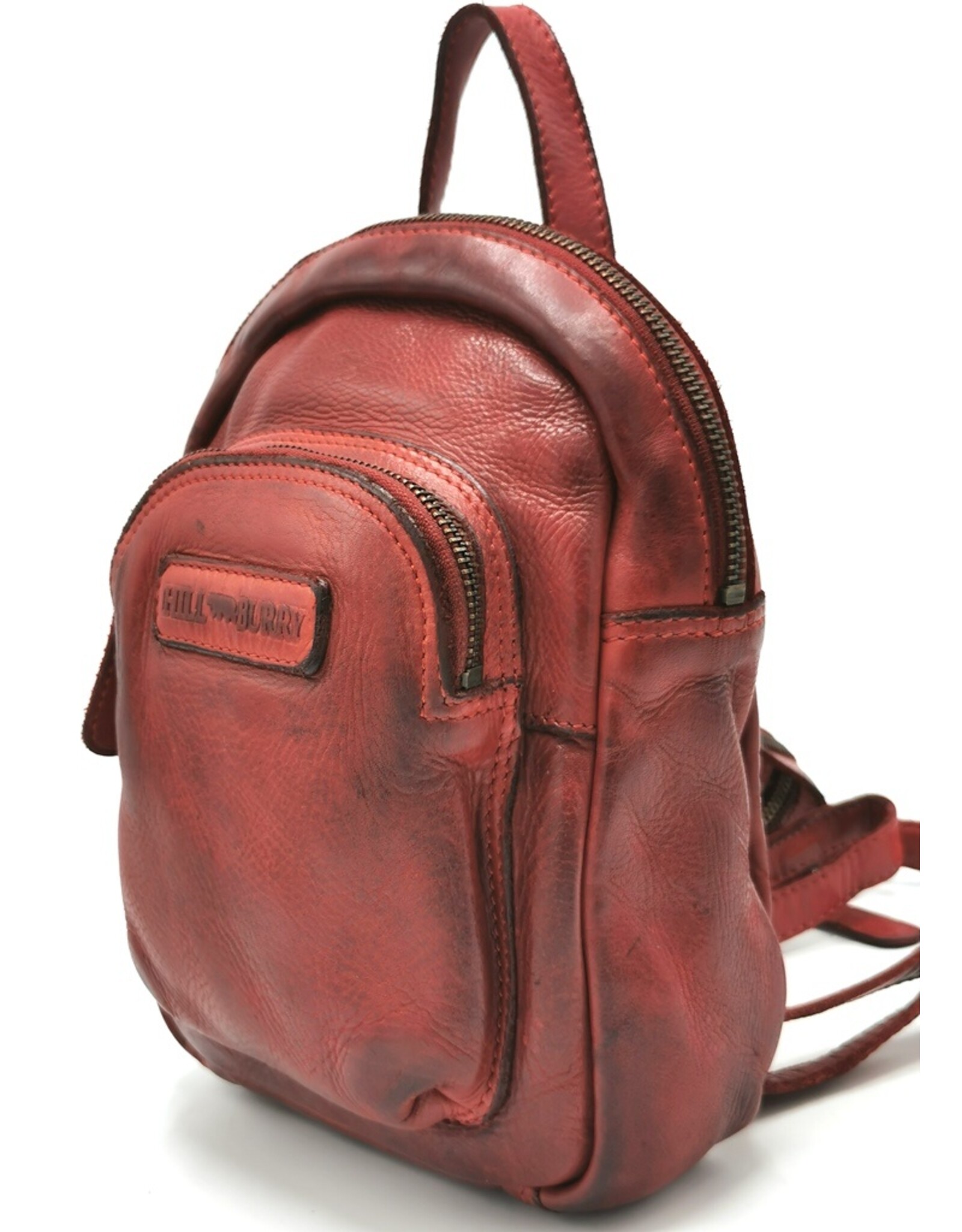 HillBurry Leather backpacks Leather shoppers - HillBurry Mini Backpack Washed Leather Vintage look red