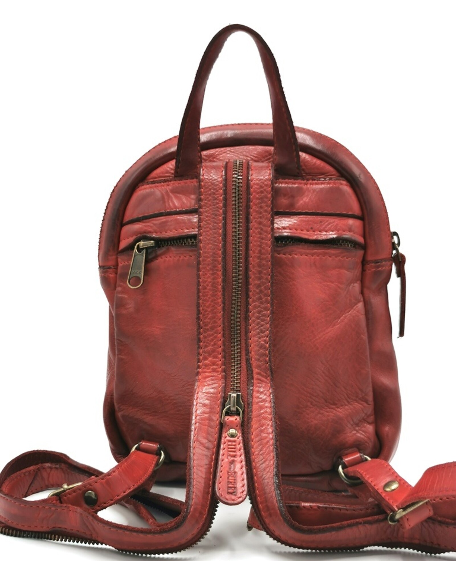 HillBurry Leather backpacks Leather shoppers - HillBurry Mini Backpack Washed Leather Vintage look red