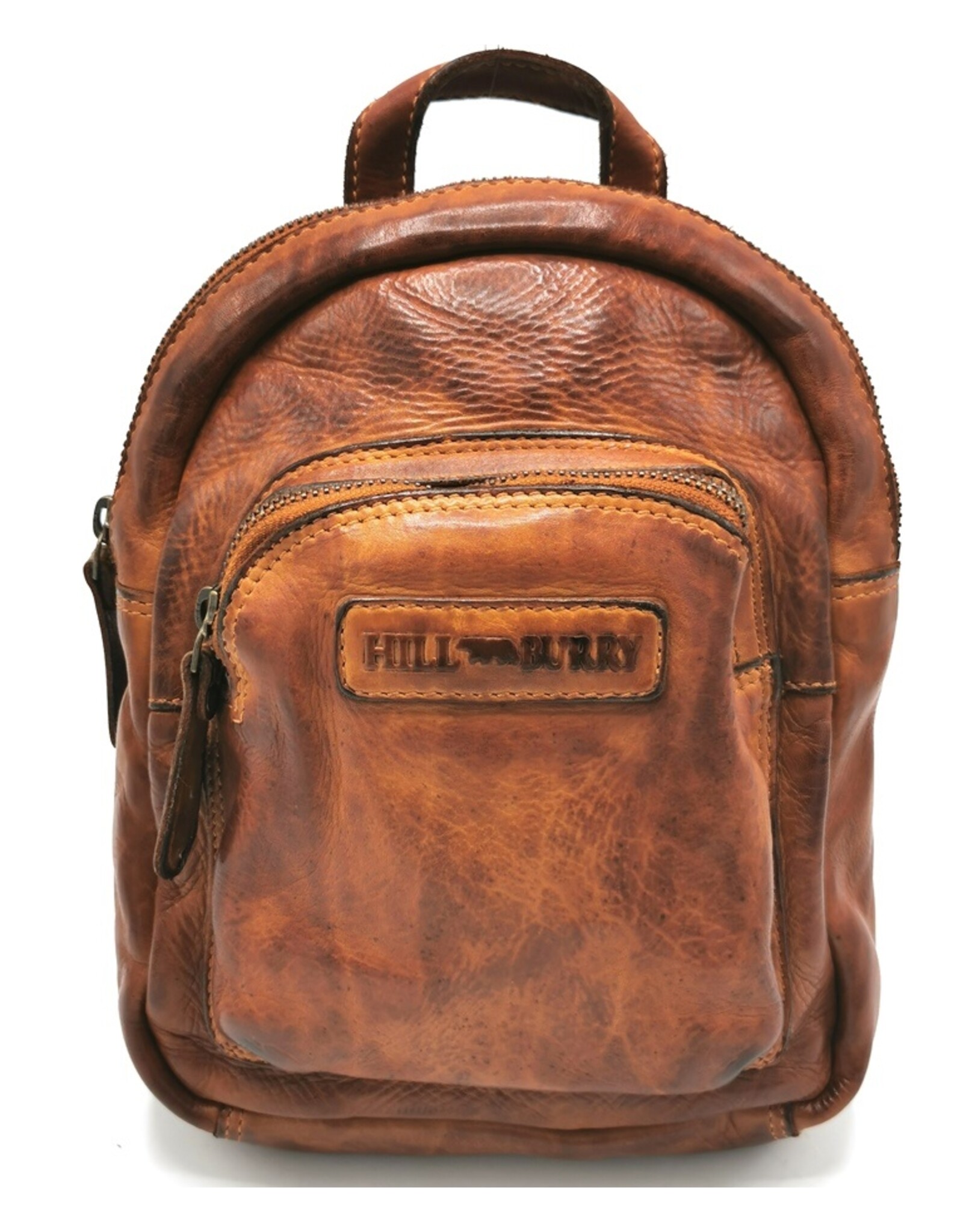 HillBurry Leren rugzakken  Leren shoppers - HillBurry Mini Rugzak Gewassen Leer Vintagelook cognac