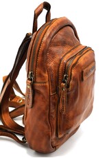 HillBurry Leather backpacks Leather shoppers - HillBurry Mini Backpack Washed Leather Vintage look cognac