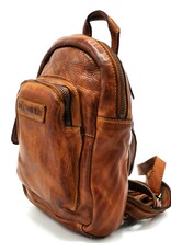 HillBurry Leather backpacks Leather shoppers - HillBurry Mini Backpack Washed Leather Vintage look cognac