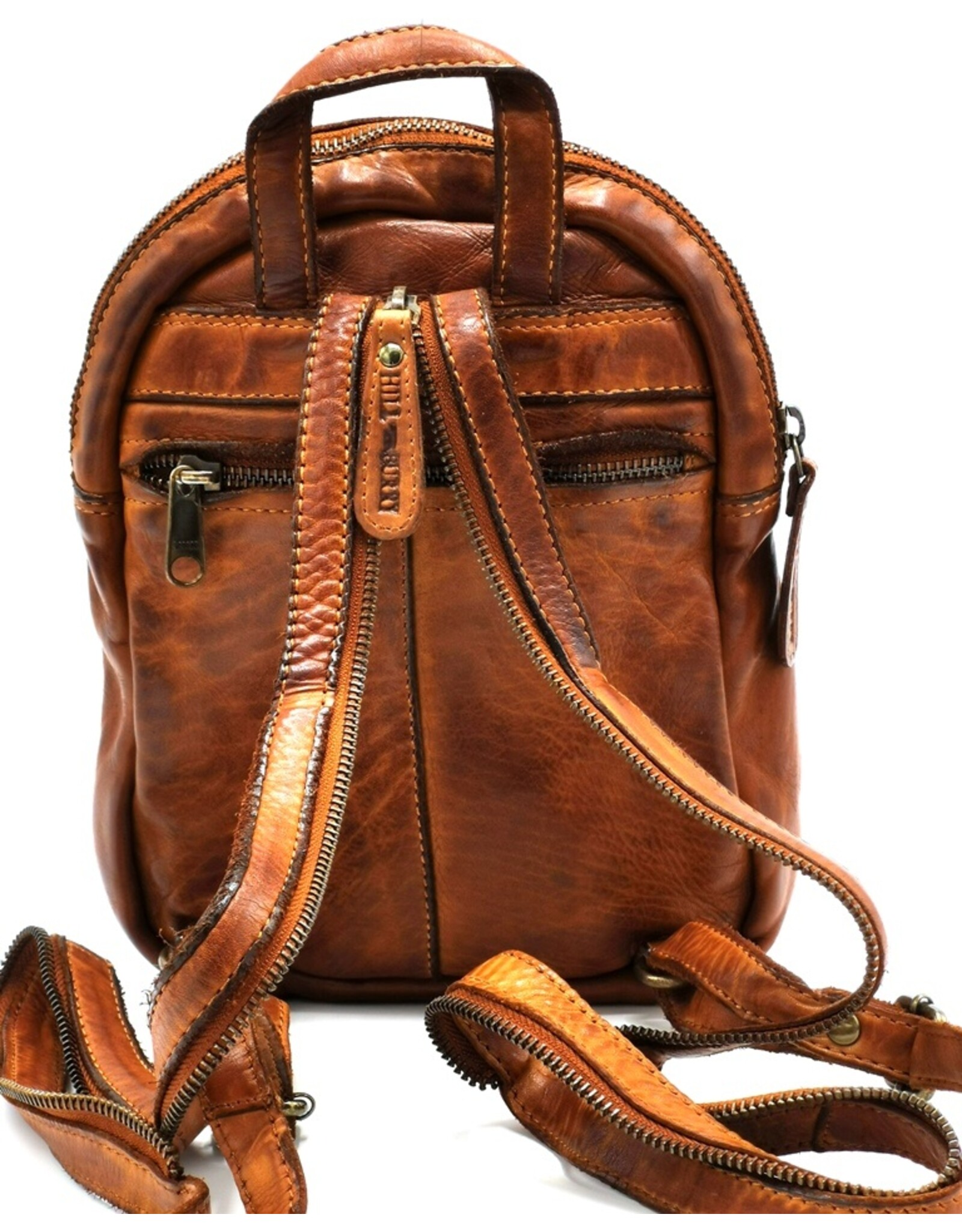 HillBurry Leren rugzakken  Leren shoppers - HillBurry Mini Rugzak Gewassen Leer Vintagelook cognac