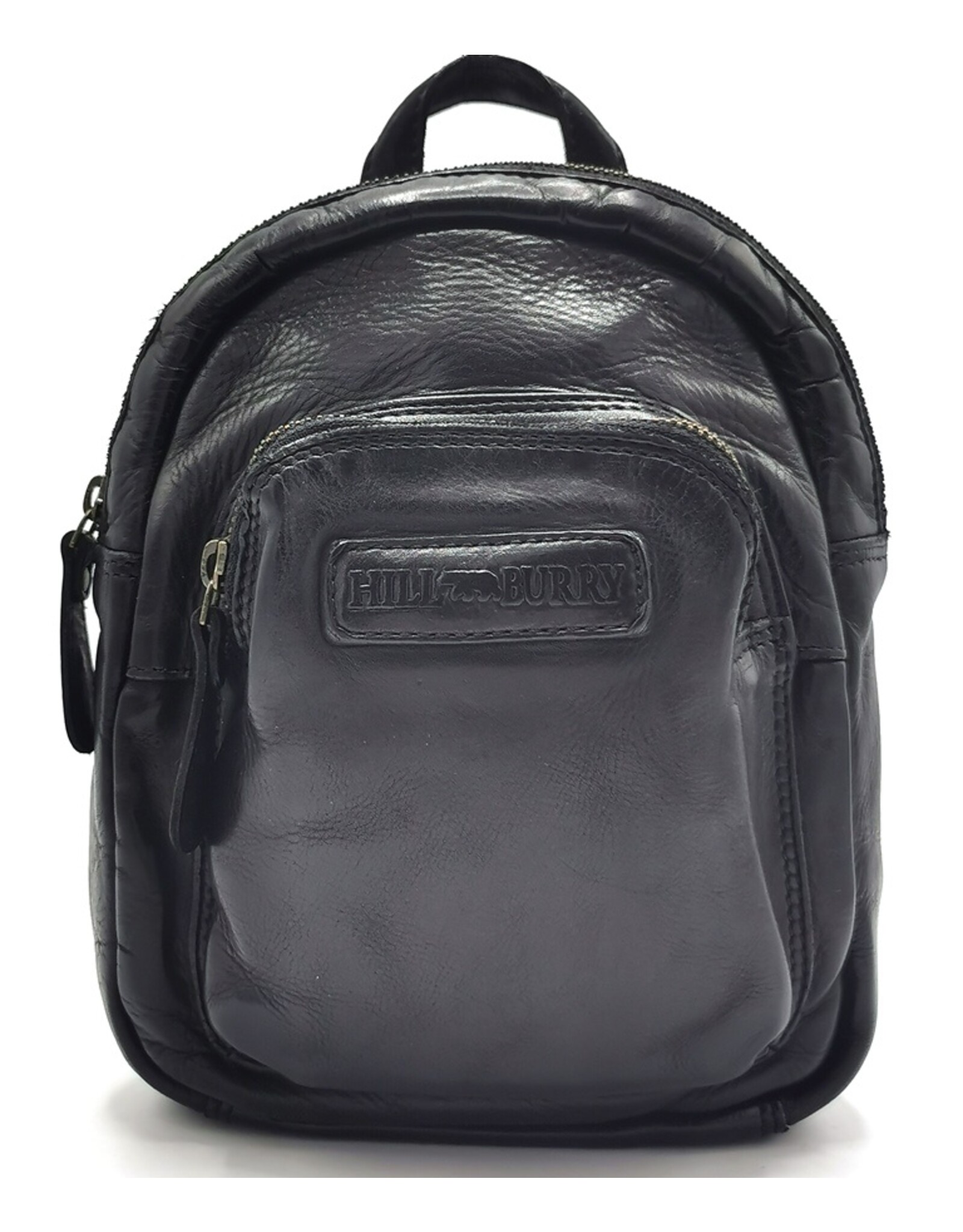 HillBurry Leather backpacks Leather shoppers - HillBurry Mini Backpack Washed Leather Vintage look black