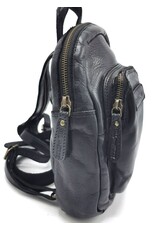 HillBurry Leather backpacks Leather shoppers - HillBurry Mini Backpack Washed Leather Vintage look black