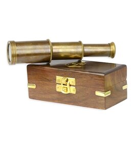 JB Brass Mini Telescope in wooden box