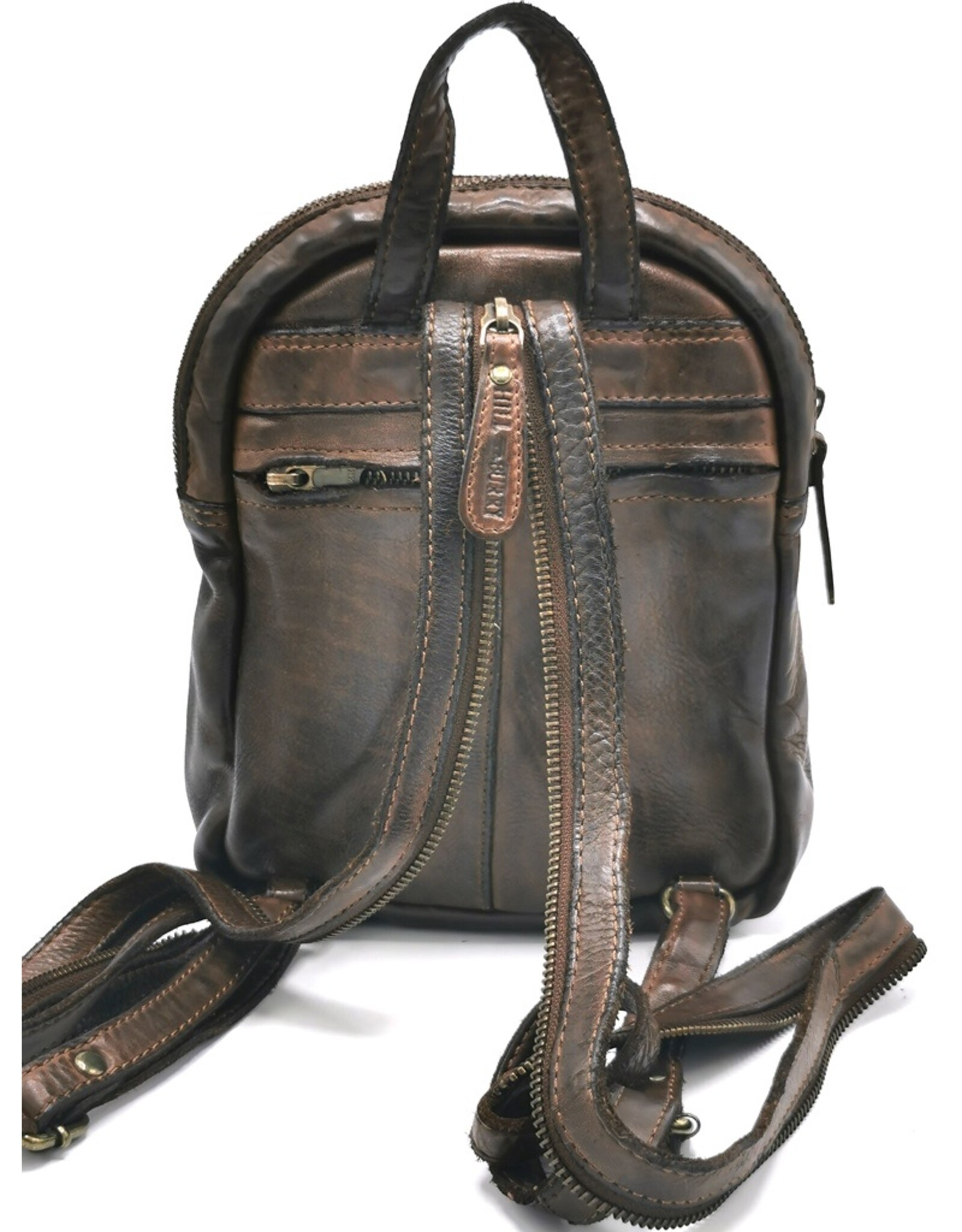 HillBurry Leather backpacks Leather shoppers - HillBurry Mini Backpack Washed Leather Vintage look brown