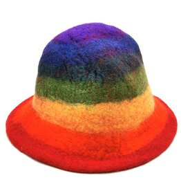 Trukado Vilten hoed - Sauna muts "Regenboog"- handgevilt, 100% wol