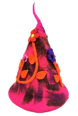 Trukado Miscellaneous - Felt pointed hat "Flowers Fantasy" Fuchsia-orange