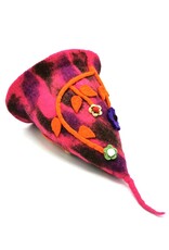 Trukado Miscellaneous - Felt pointed hat "Flowers Fantasy" Fuchsia-orange