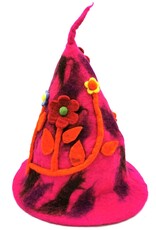 Trukado Miscellaneous - Felt pointed hat "Flowers Fantasy" Fuchsia-orange