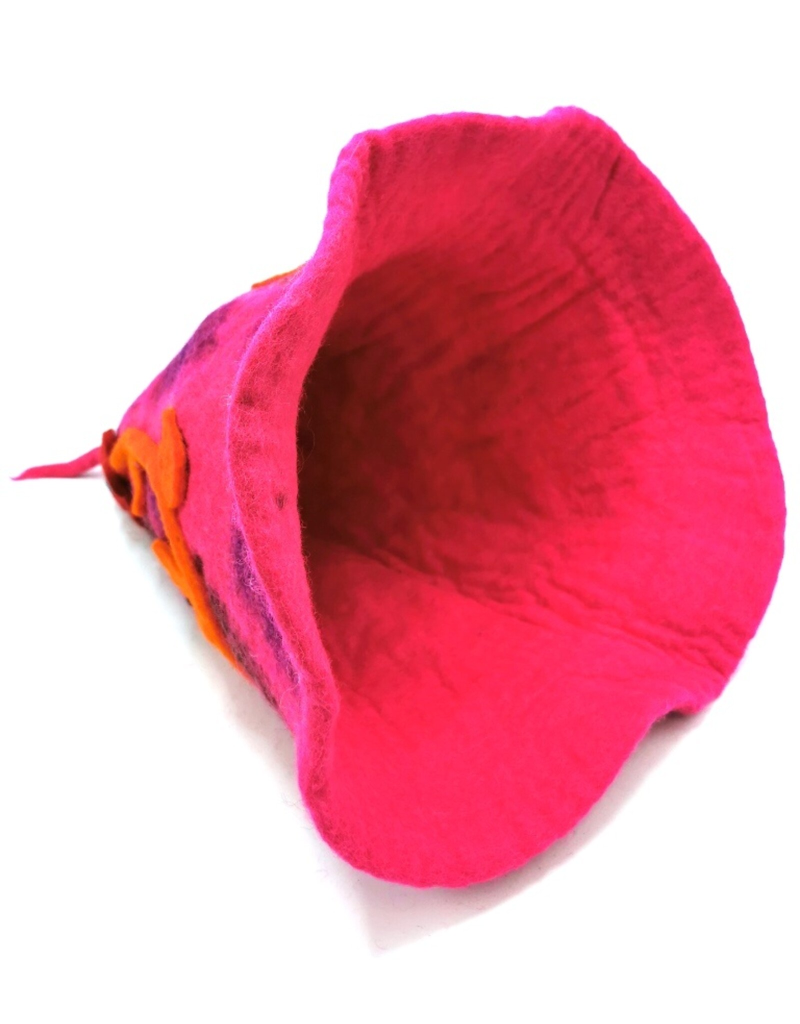 Trukado Miscellaneous - Felt pointed hat "Flowers Fantasy" Fuchsia-orange