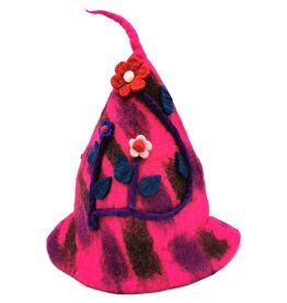 Trukado Felt pointed hat Flowers Fantasy Fuchsia-purple