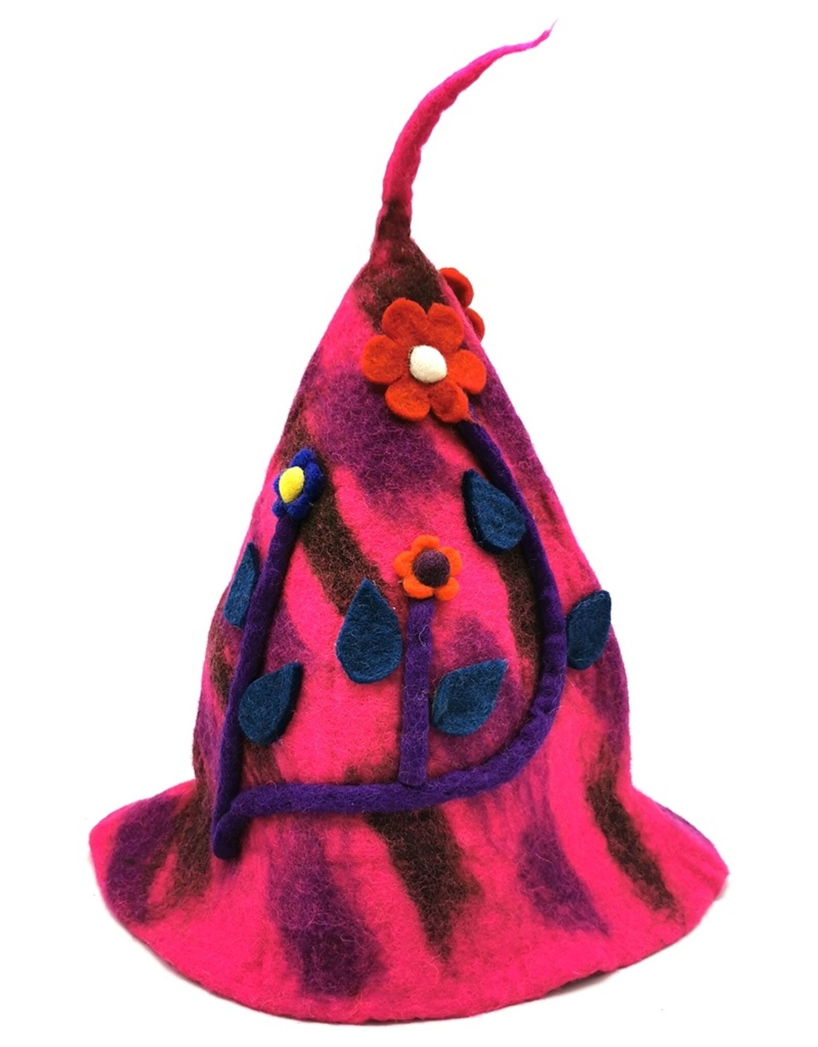 Trukado Miscellaneous - Felt pointed hat "Flowers Fantasy" Fuchsia-purple