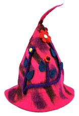 Trukado Miscellaneous - Felt pointed hat "Flowers Fantasy" Fuchsia-purple