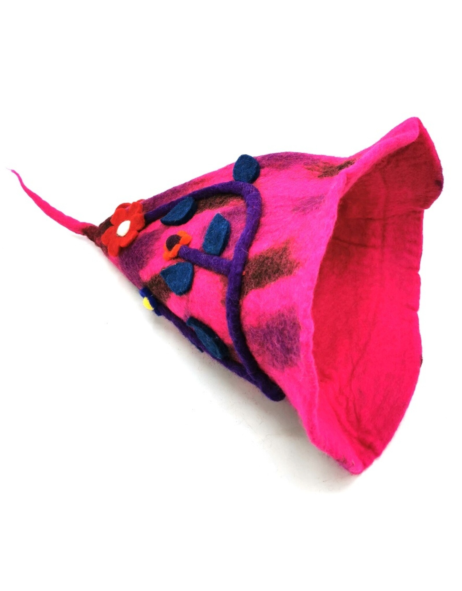 Trukado Miscellaneous - Felt pointed hat "Flowers Fantasy" Fuchsia-purple