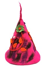 Trukado Miscellaneous - Felt pointed hat "Flowers Fantasy" Fuchsia-red