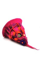 Trukado Miscellaneous - Felt pointed hat "Flowers Fantasy" Fuchsia-red