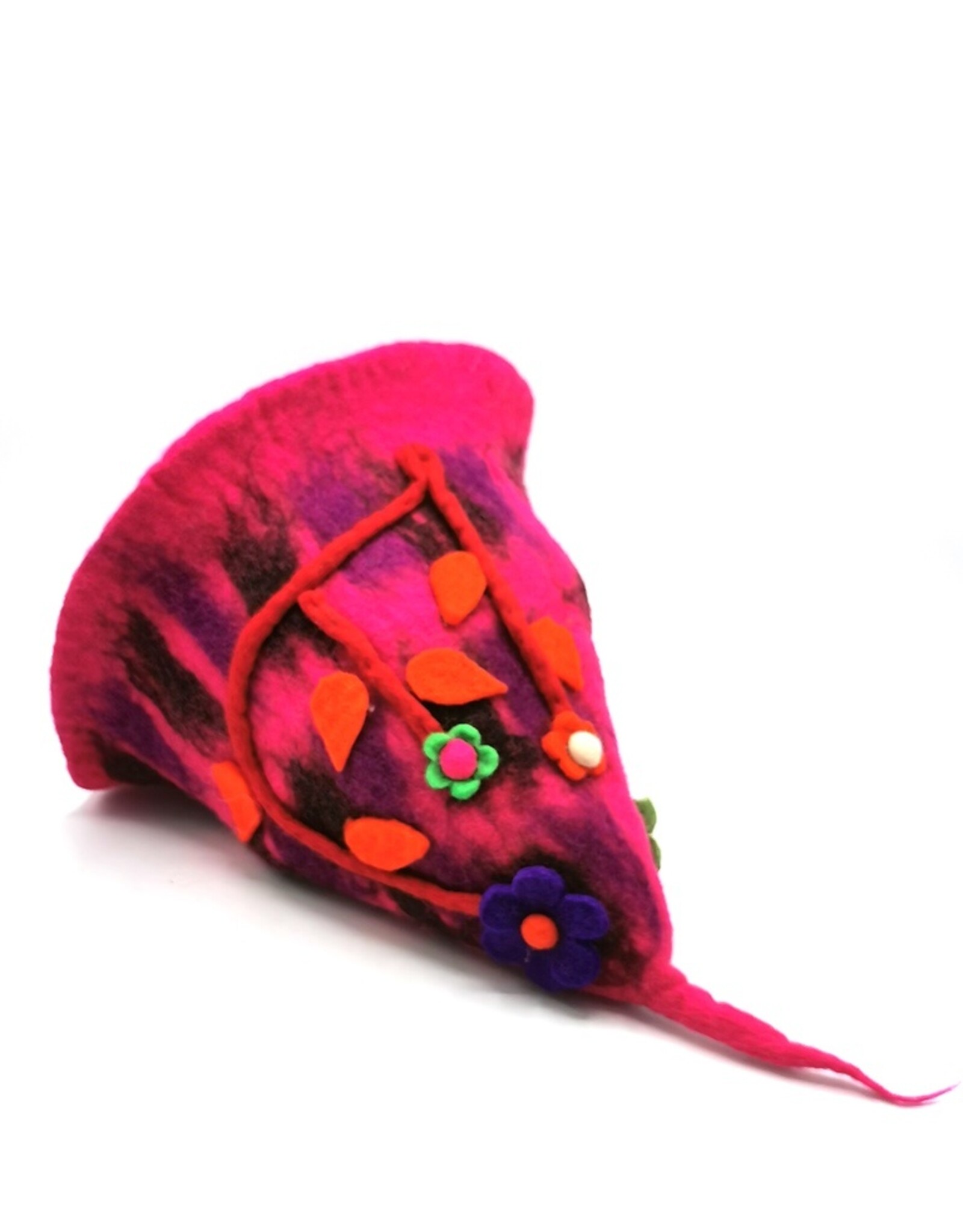 Trukado Miscellaneous - Felt pointed hat "Flowers Fantasy" Fuchsia-red
