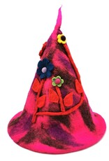 Trukado Miscellaneous - Felt pointed hat "Flowers Fantasy" Fuchsia-red