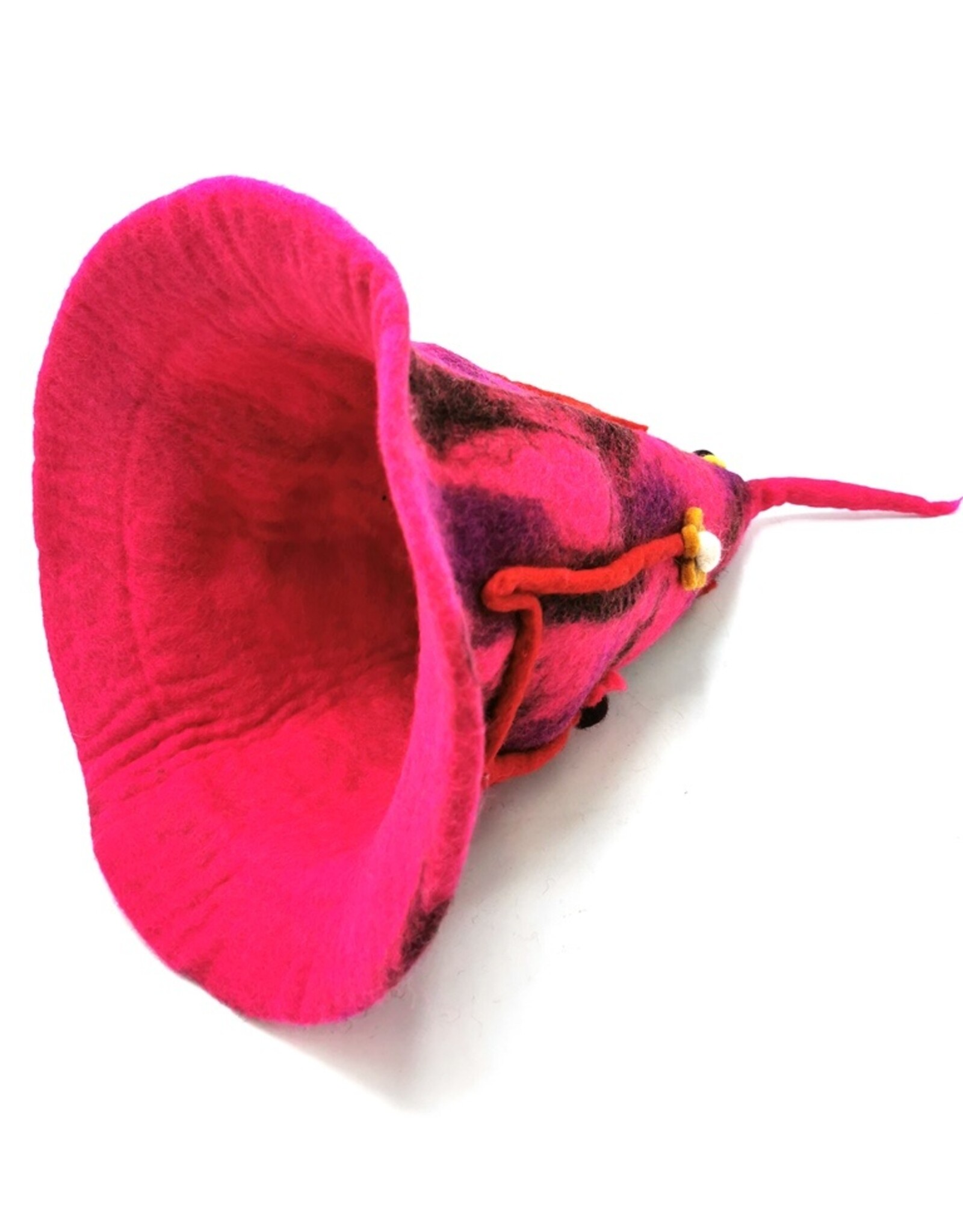 Trukado Miscellaneous - Felt pointed hat "Flowers Fantasy" Fuchsia-red