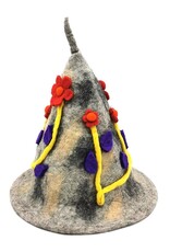 Trukado Miscellaneous - Felt pointed hat Flowers Fantasy Grey-yellow