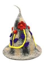 Trukado Miscellaneous - Felt pointed hat Flowers Fantasy Grey-yellow